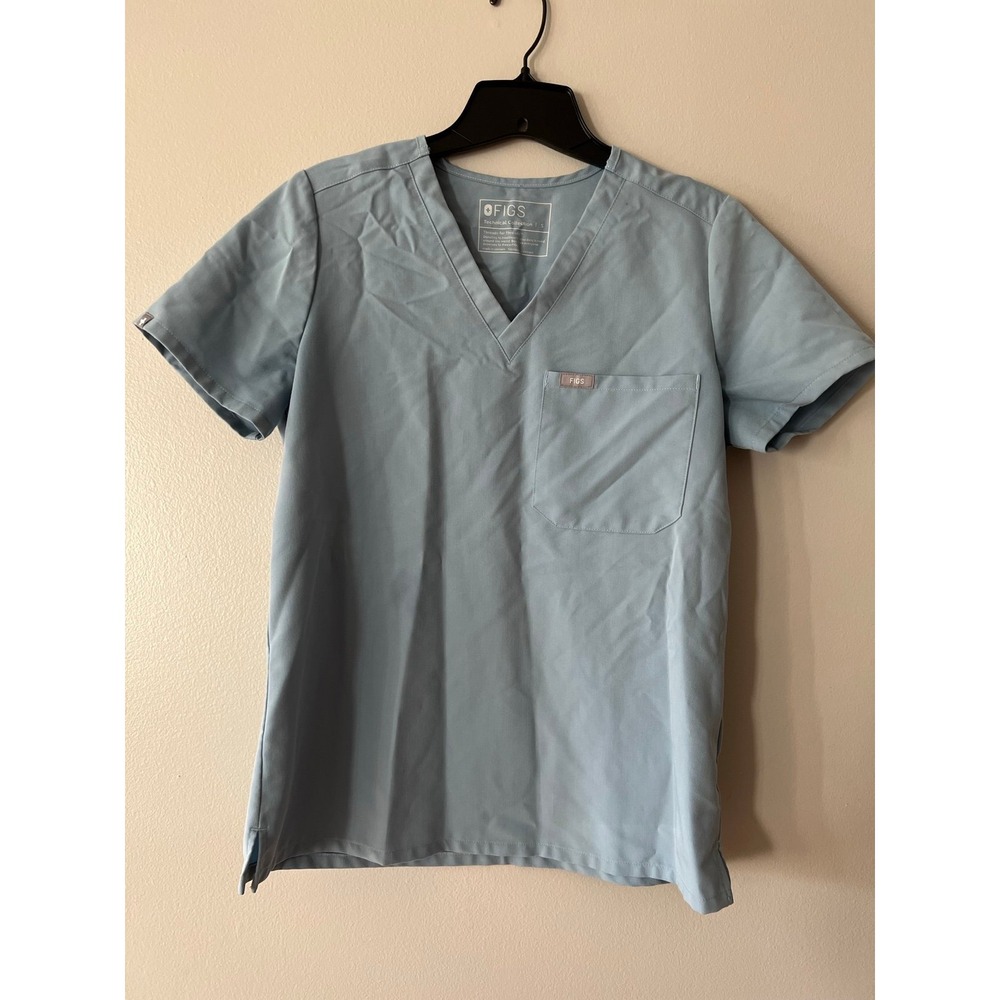 FIGS Catarina Scrub Top Ice Blue Small